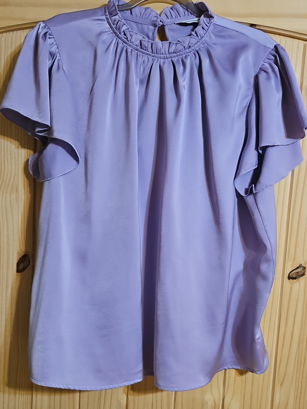 Ruffled Neck Lavender Blouse for Women